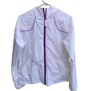Girls Columbia Wind Racer Lightweight Hoodie Windbreaker Jacket 18 / 20 White